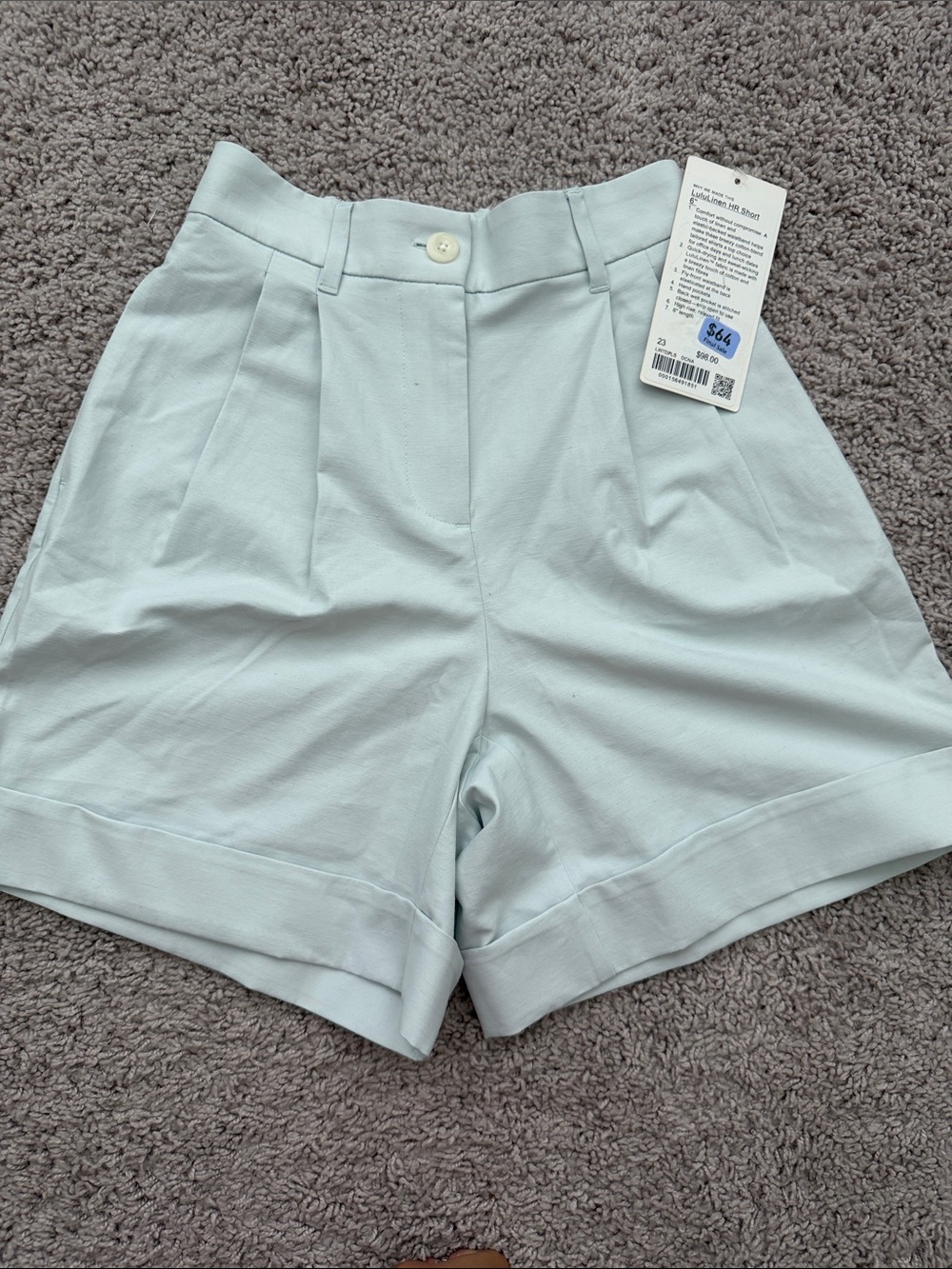Lululemon LuluLinen High-Rise Short 6” *Ocean Air *Tiny Flaw